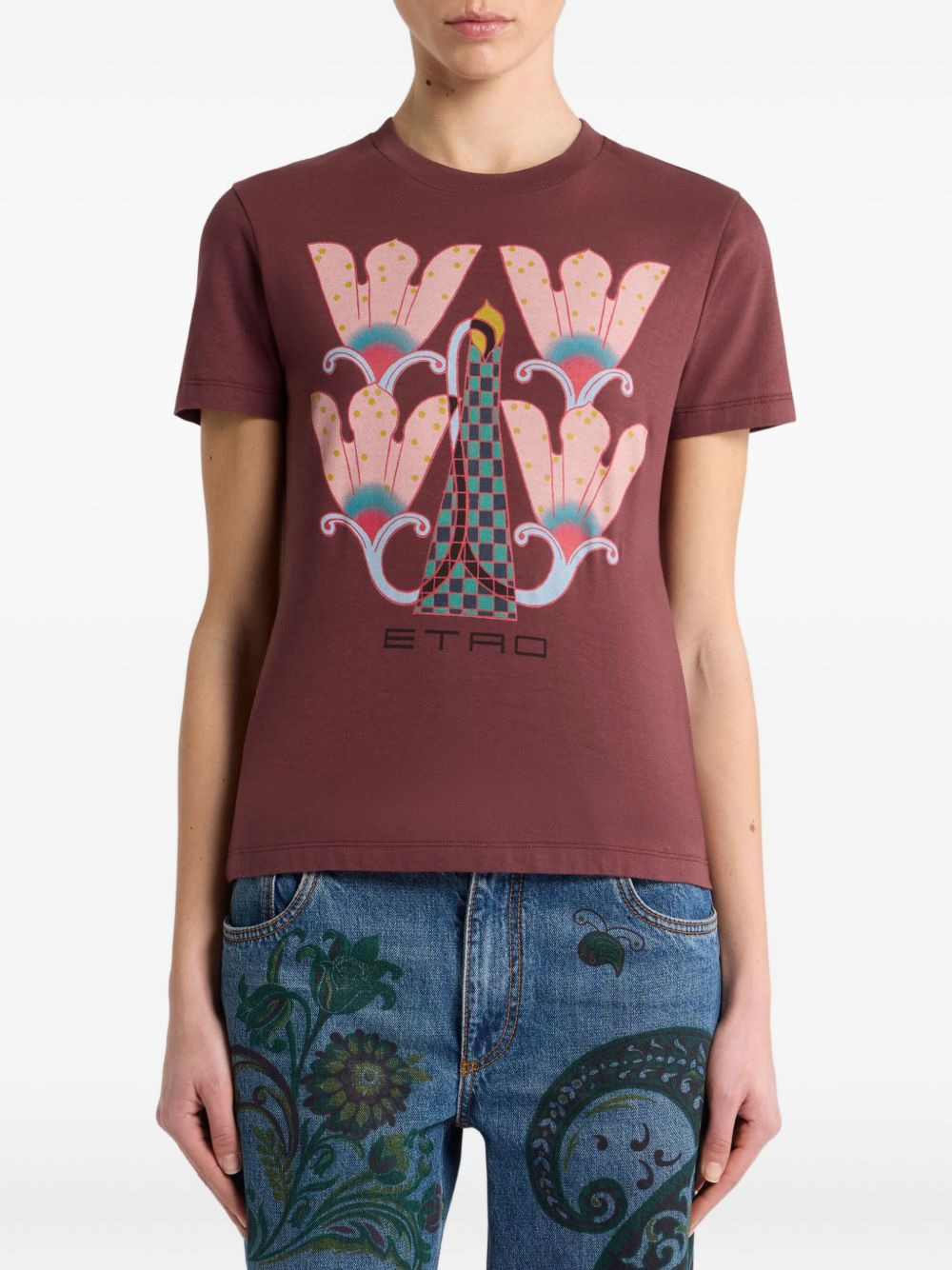 floral-print graphic T-shirt - 2