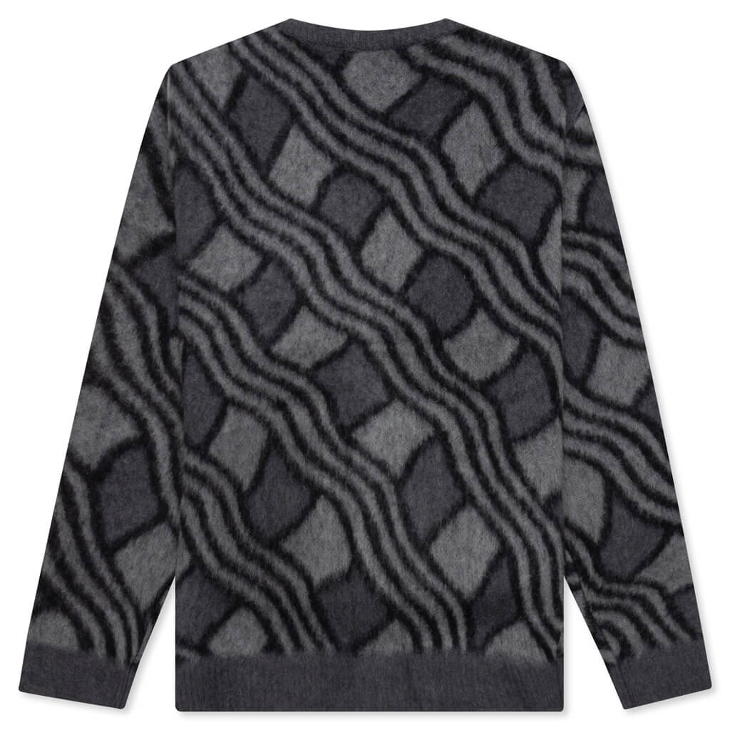 WAVY JACQUARD MOHAIR CARDIGAN - CHARCOAL/GREY - 2