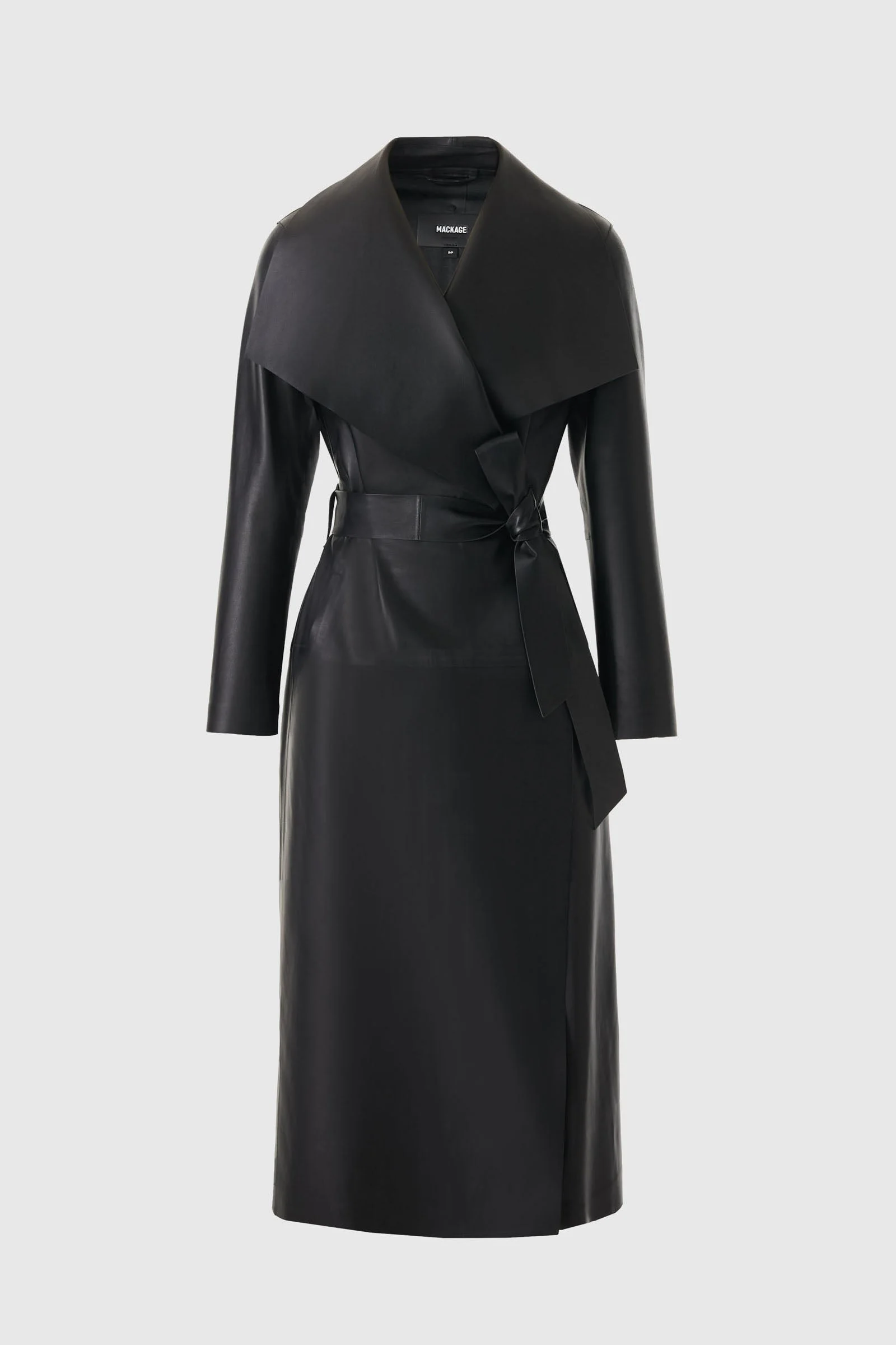 MAI-L Long Leather Wrap Coat - 1