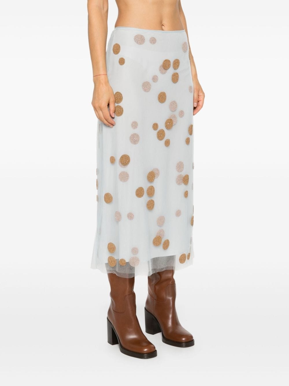 bead-embellished tulle midi skirt - 3