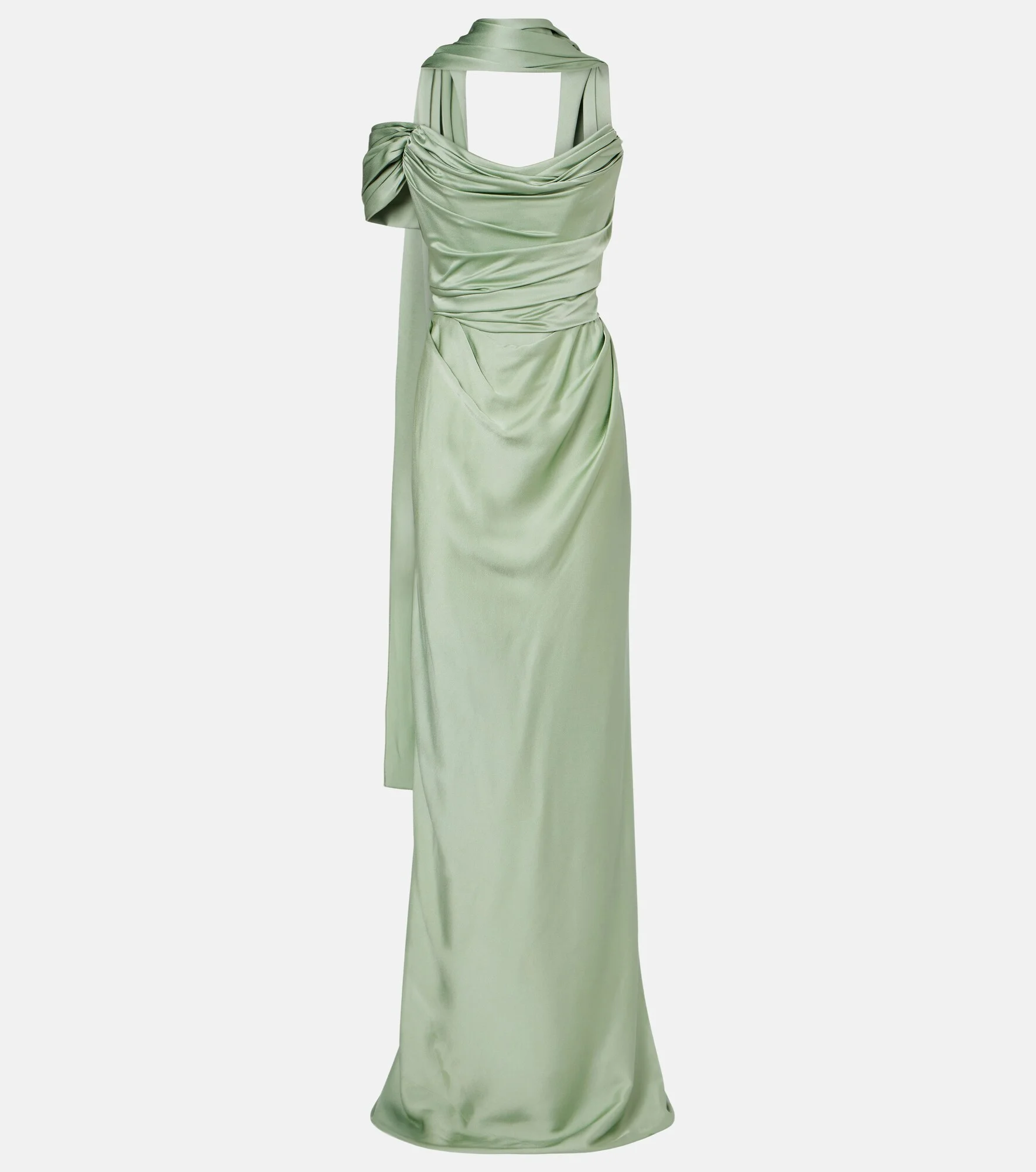 Nova Vixen scarf-detail satin gown - 1