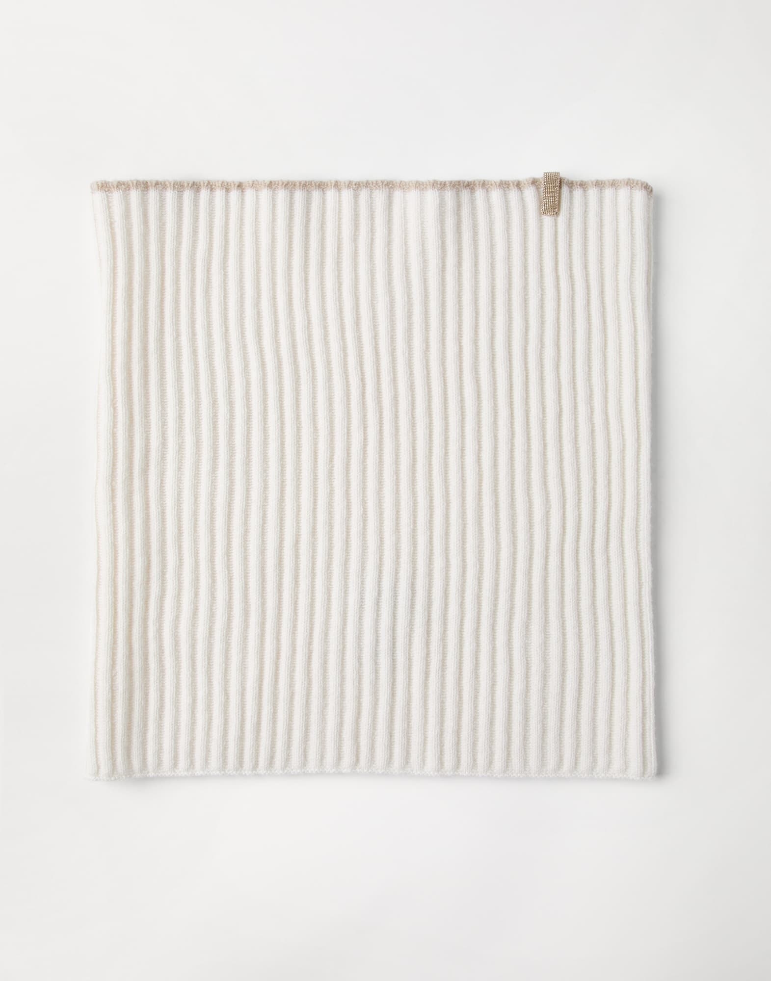 Cashmere rib knit neck warmer with monili 1
