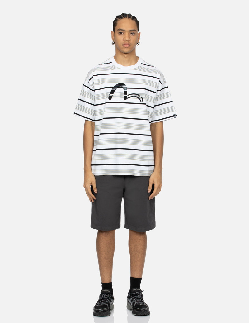 Striped Seagull Appliqué Embroidery Loose Fit T-shirt 5