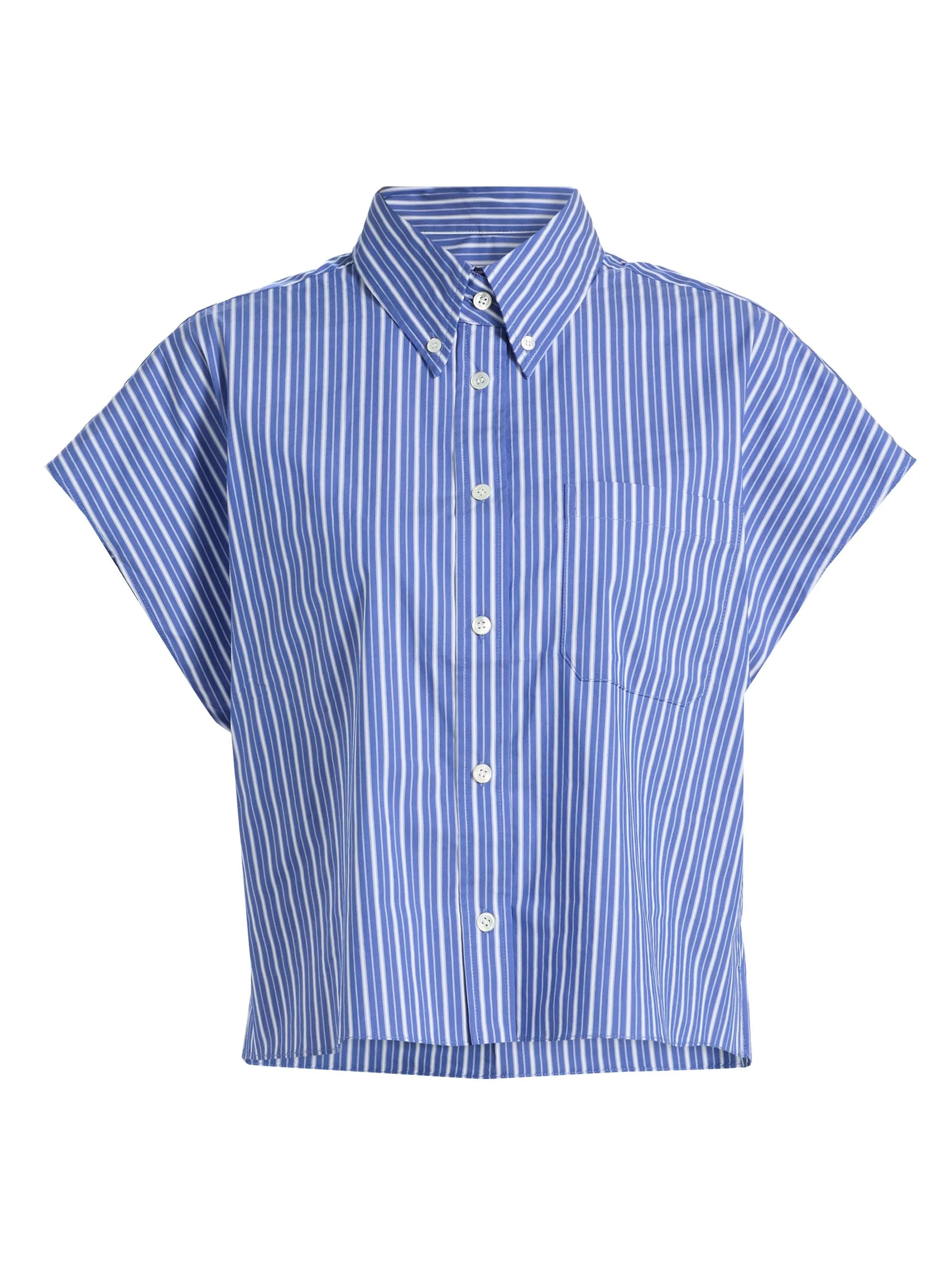 Women's Carmena Striped Cotton-Blend Button-Down Top - Cobalt Stripe - 1