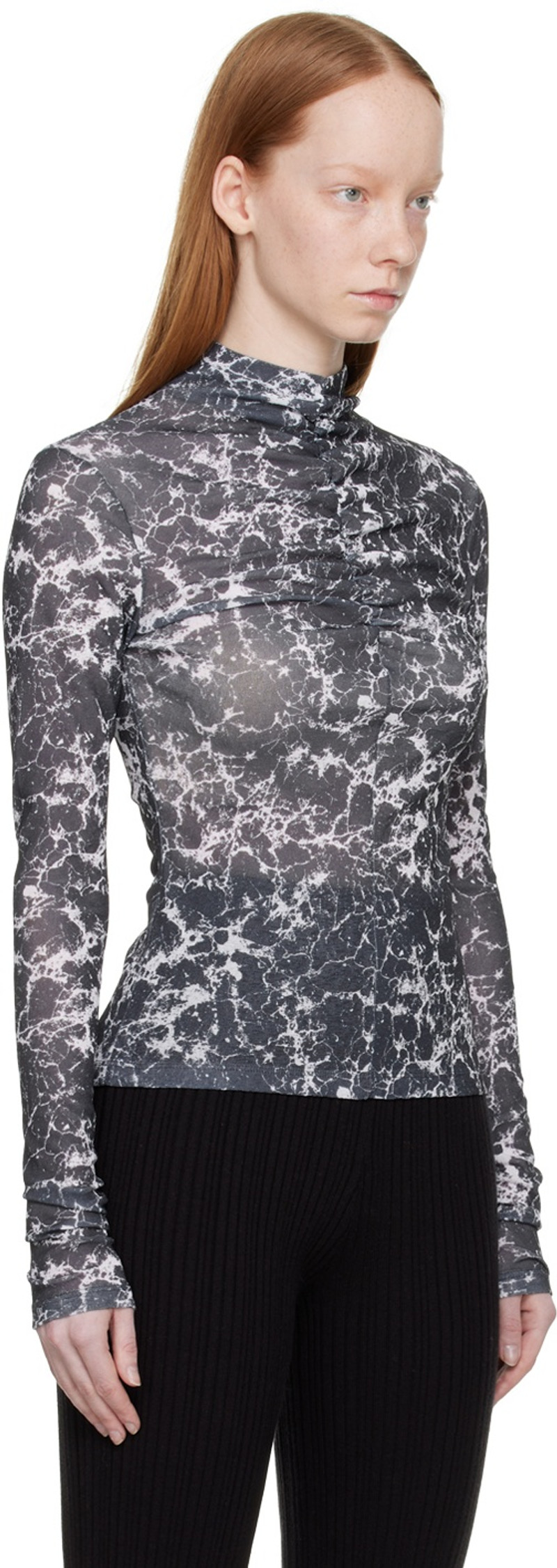 LVIR Gray Ruched Turtleneck outlook