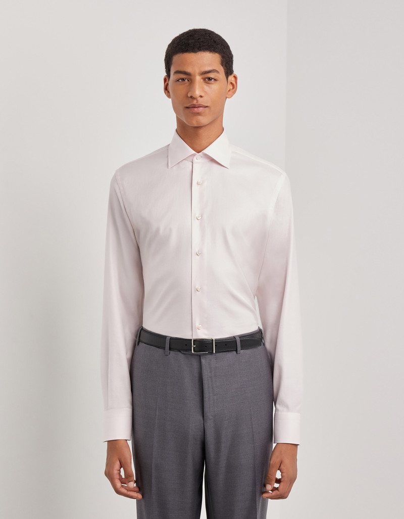 Canali PINK COTTON TWILL SHIRT WITH MOTHER OF PEARL BUTTONS outlook