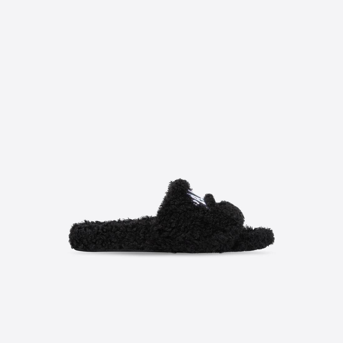 Men's Cities Paris Furry Slide Sandal in Black - 1