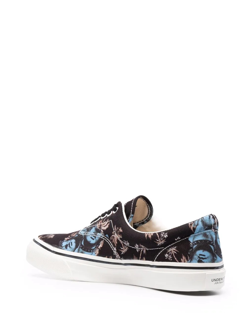 floral-print lace-up canvas sneakers - 3