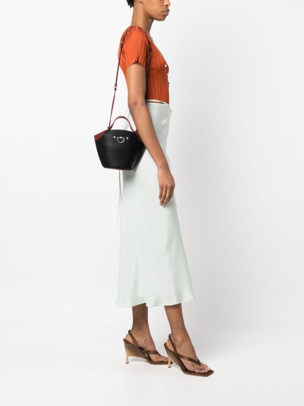 two-tone leather tote bag - 2
