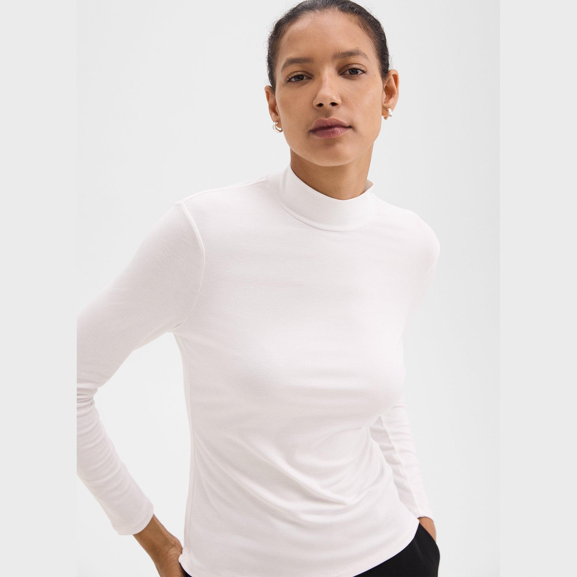 Mock Neck Top in Rib Knit Viscose - 5