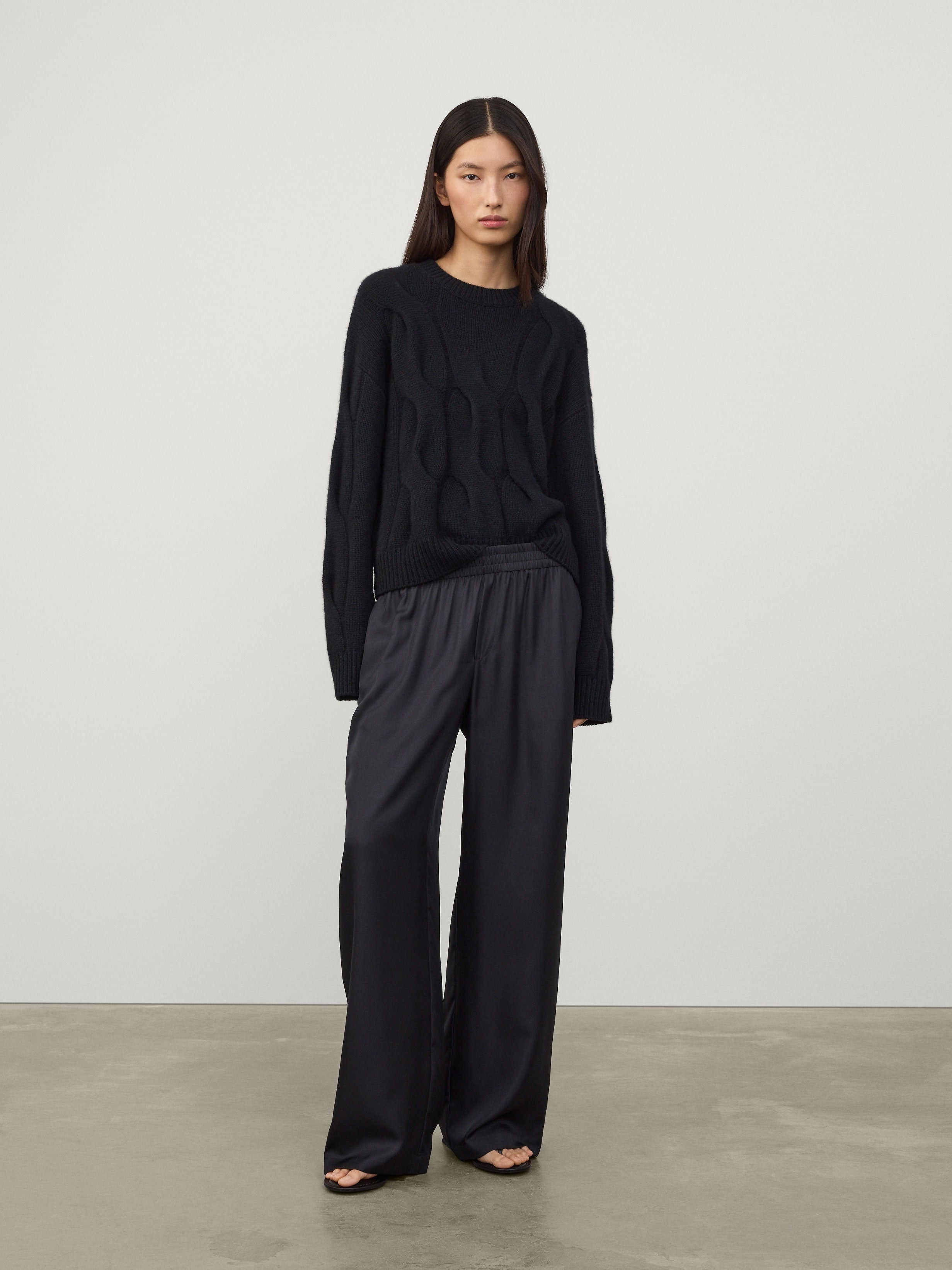 Wide Leg Trousers With Piping Detail - 3
