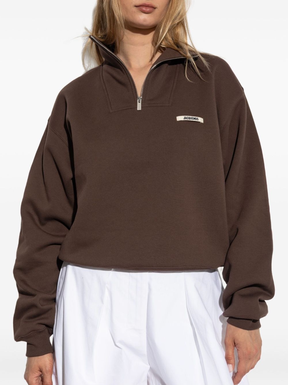 logo-patch half-zip sweatshirt - 3