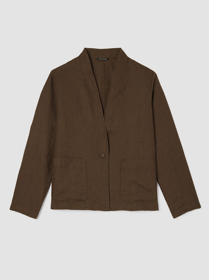 Organic Linen High Collar Jacket 1