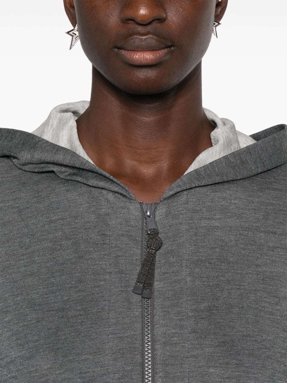 Monili-detail hoodie - 5