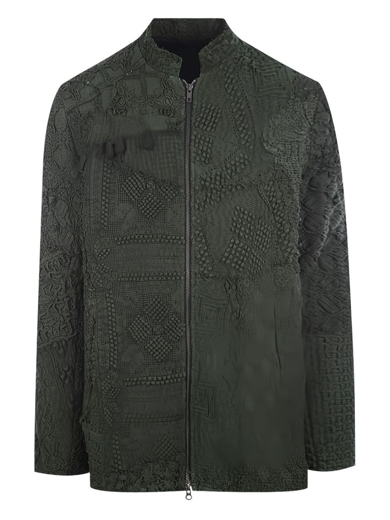 crochet-textured zip-front coat 1
