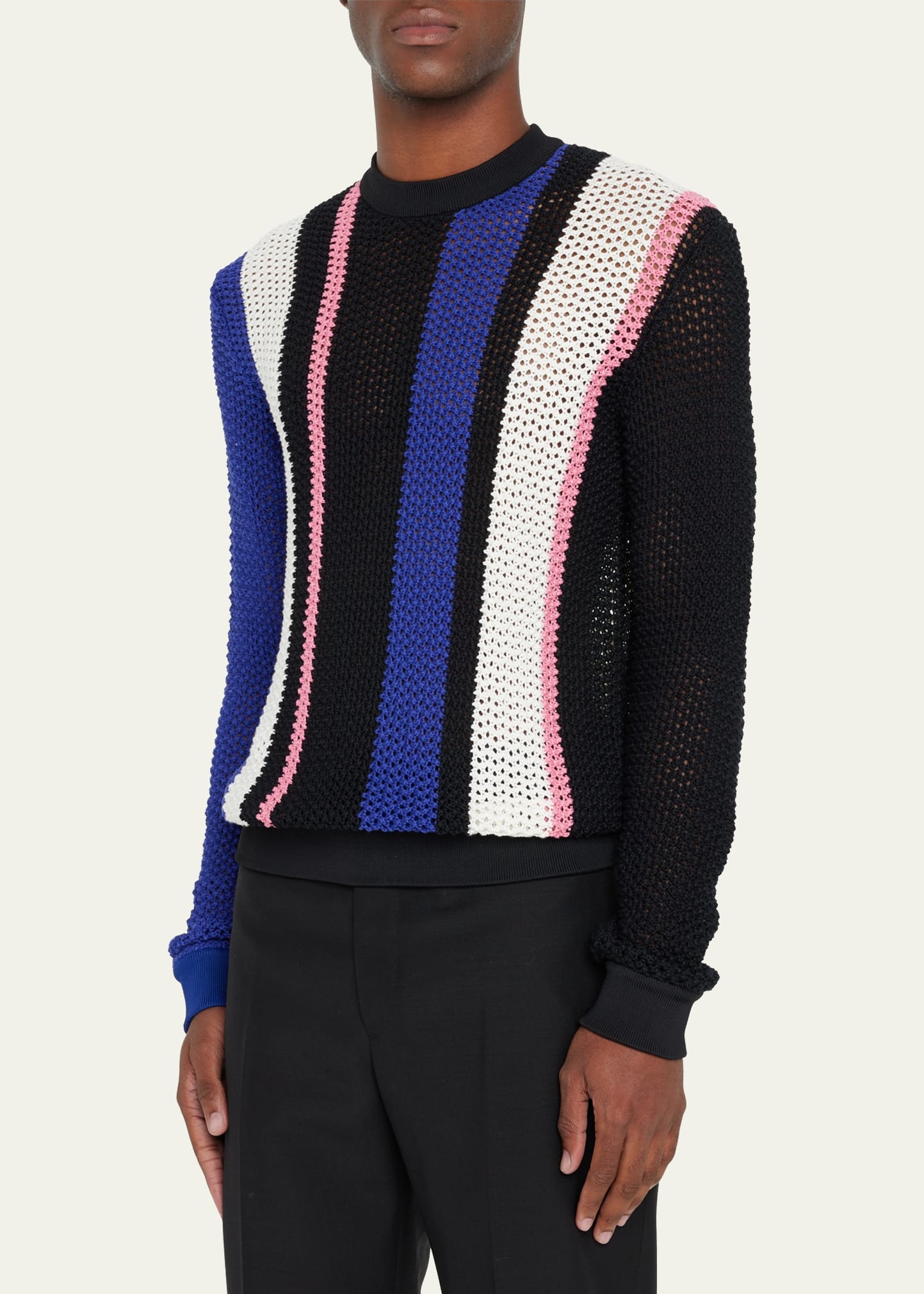Men's Block Stripe Pointelle Sweater - 4