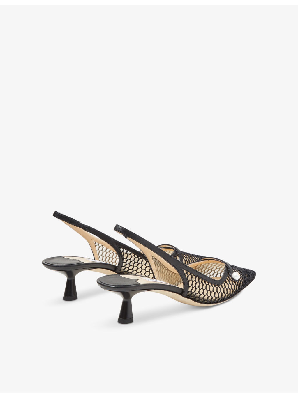 Amita 45 pointed-toe mesh slingback heeled pumps - 4