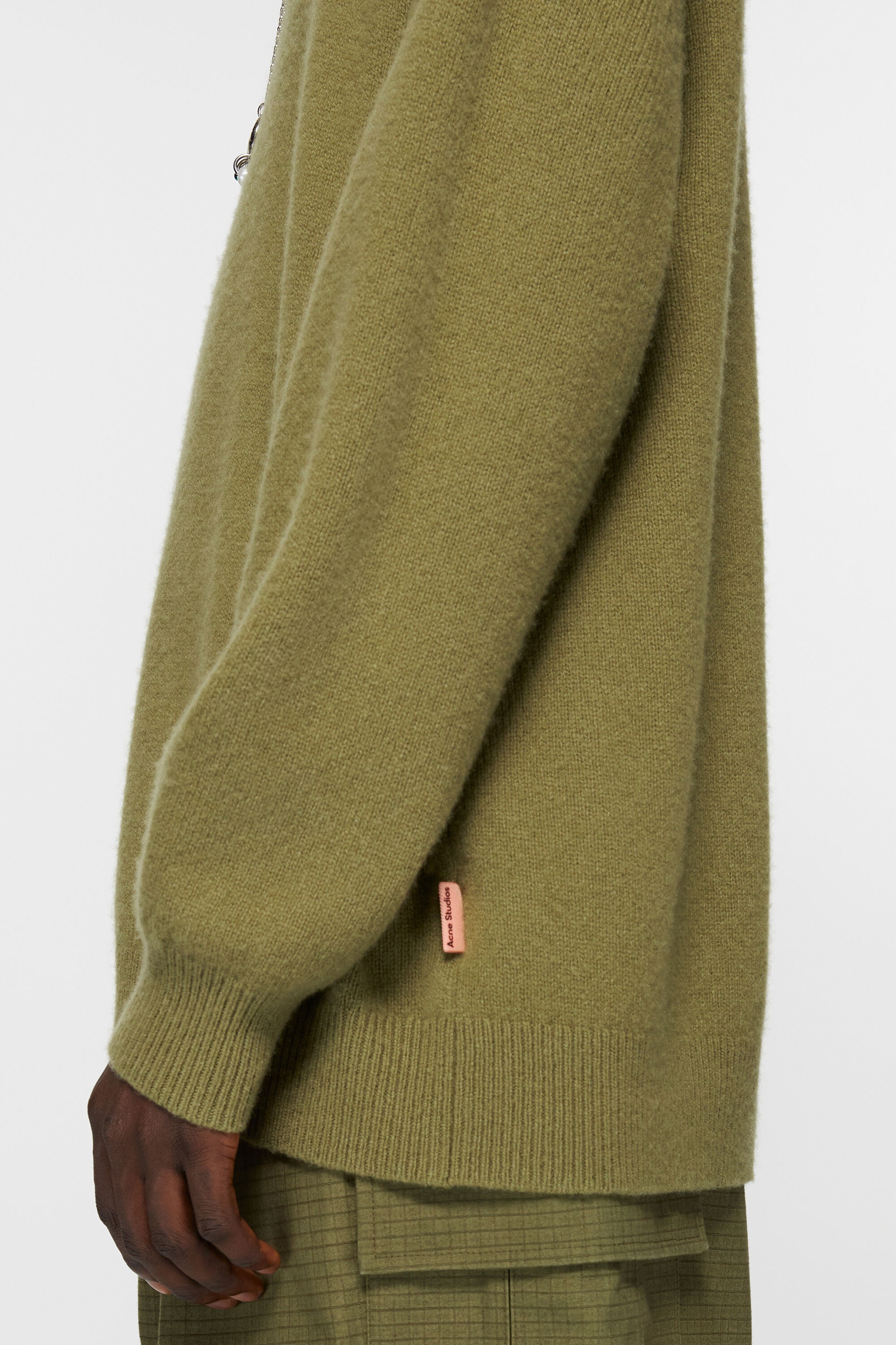 Hooded cashmere blend jumper - Olive green - 4