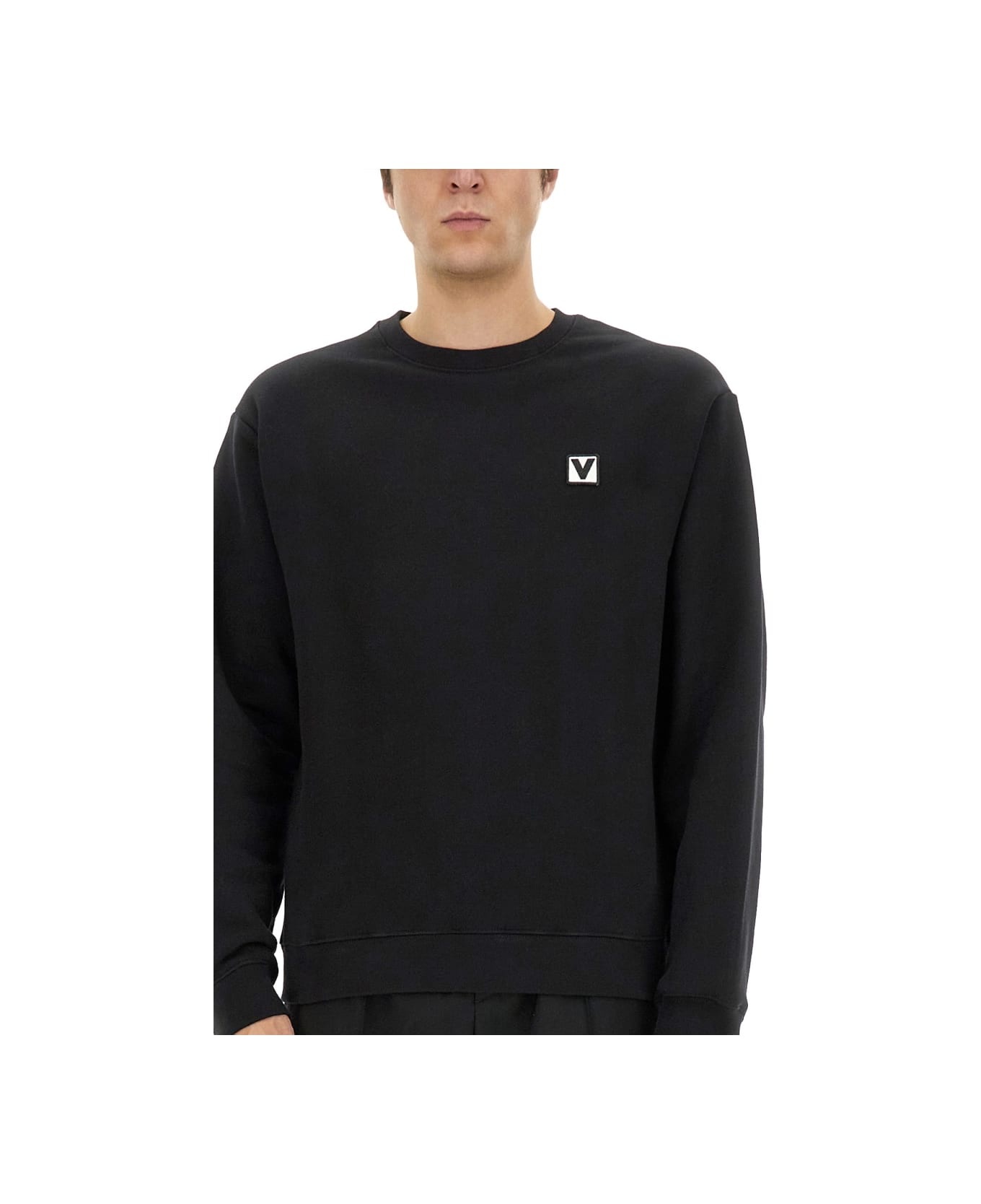 Cotton Crewneck Sweatshirt With "chez Valentino" Patch - 4