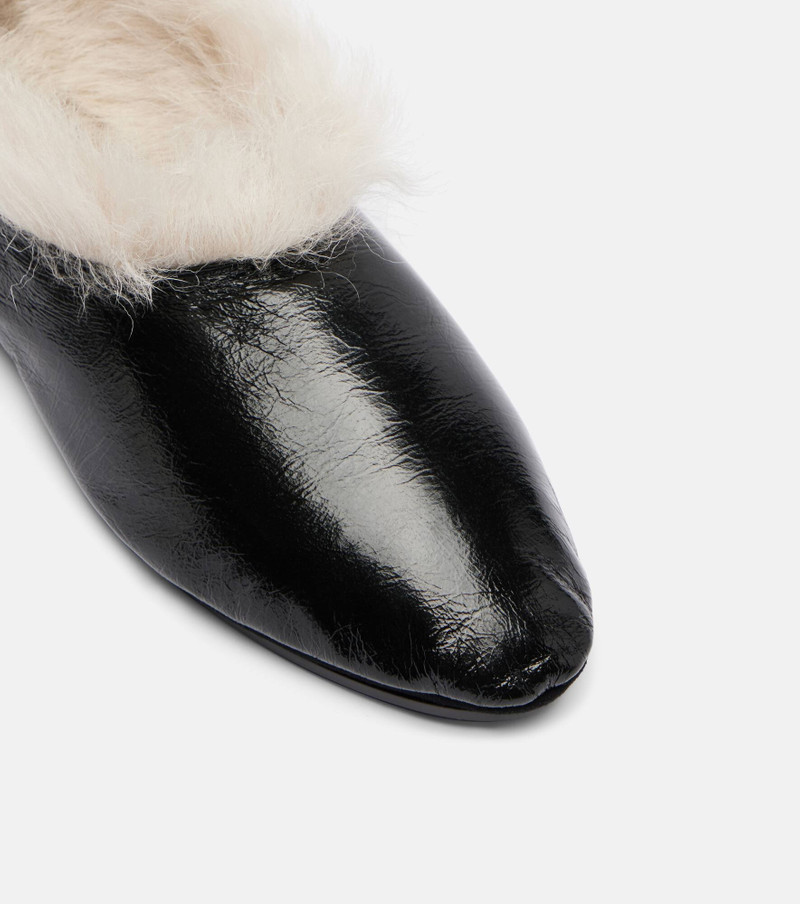 Shearling-trimmed leather slip-on shoes 5