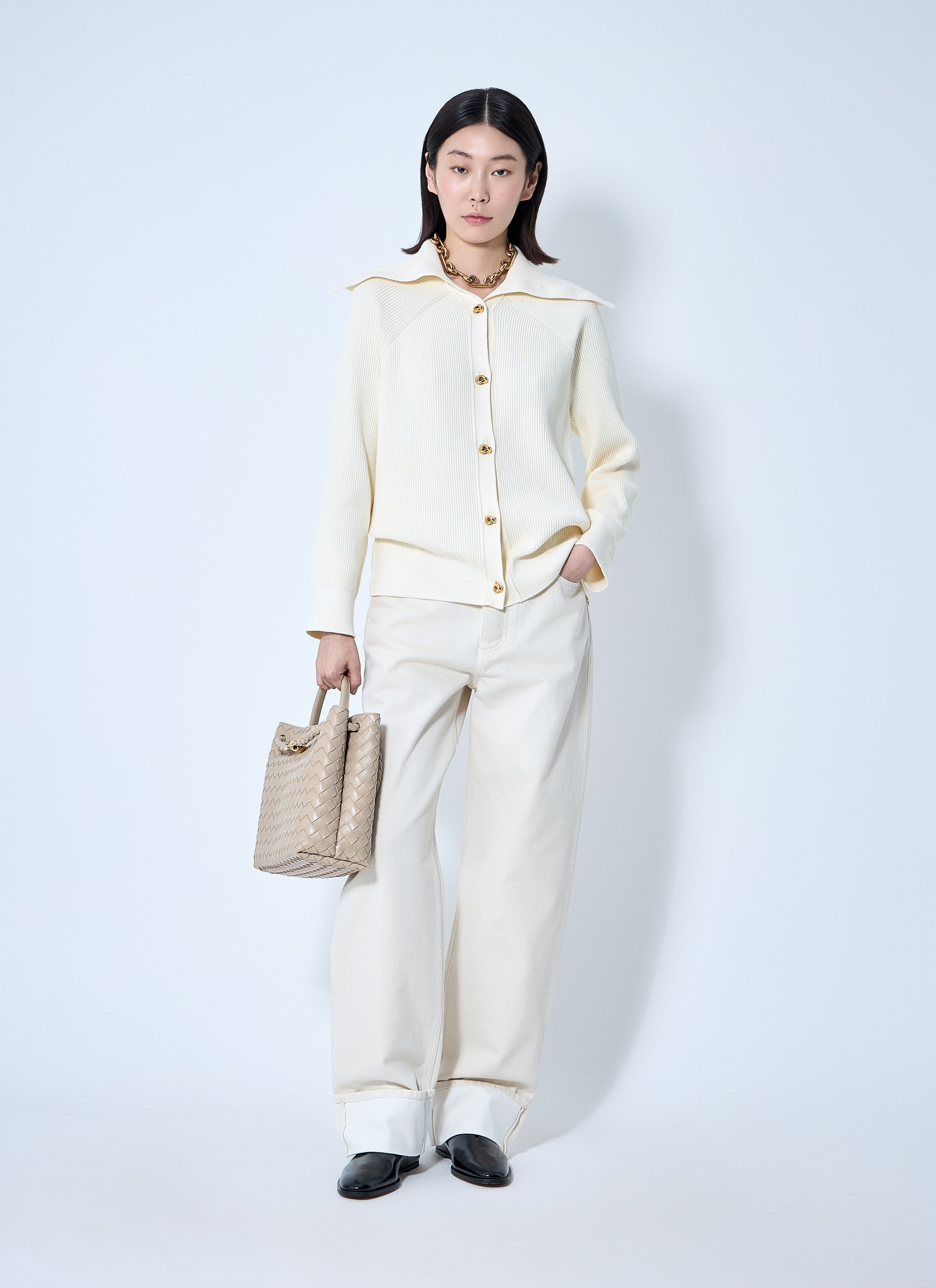 Bottega Veneta Women Cotton Ribbed Cardigan - 2