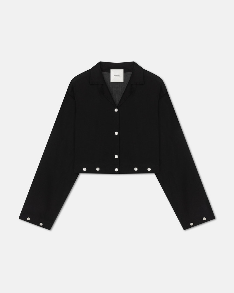 Studded Cropped Organza Shirt 1