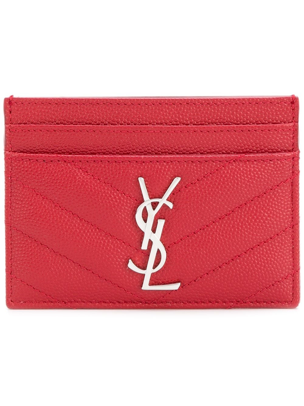 Monogram grained-leather cardholder - 1