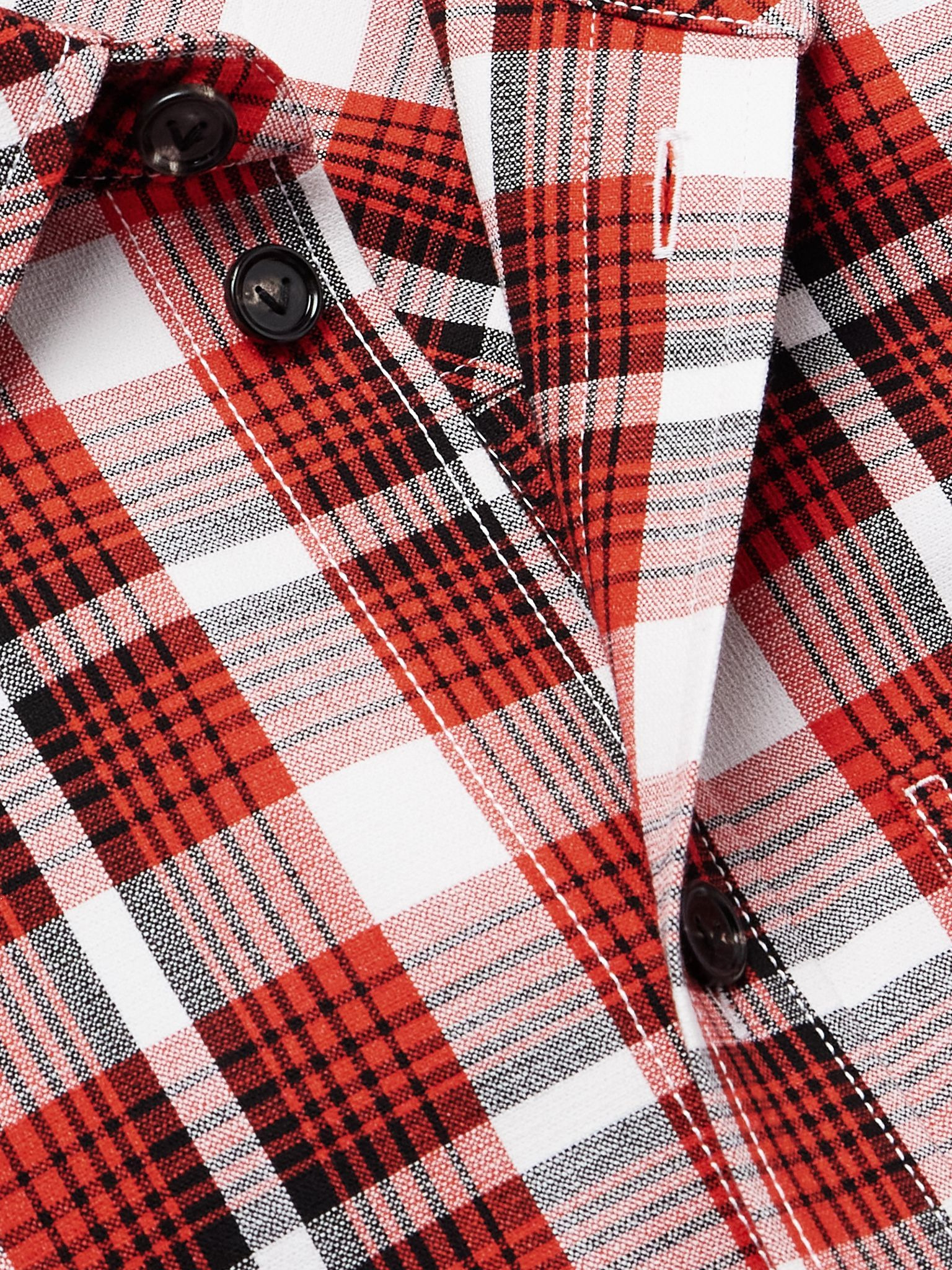 Checked Woven Overshirt Tomato red - 4