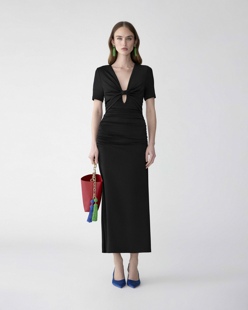 CAROLINA HERRERA Ruched Jersey V-Neck Midi Dress outlook