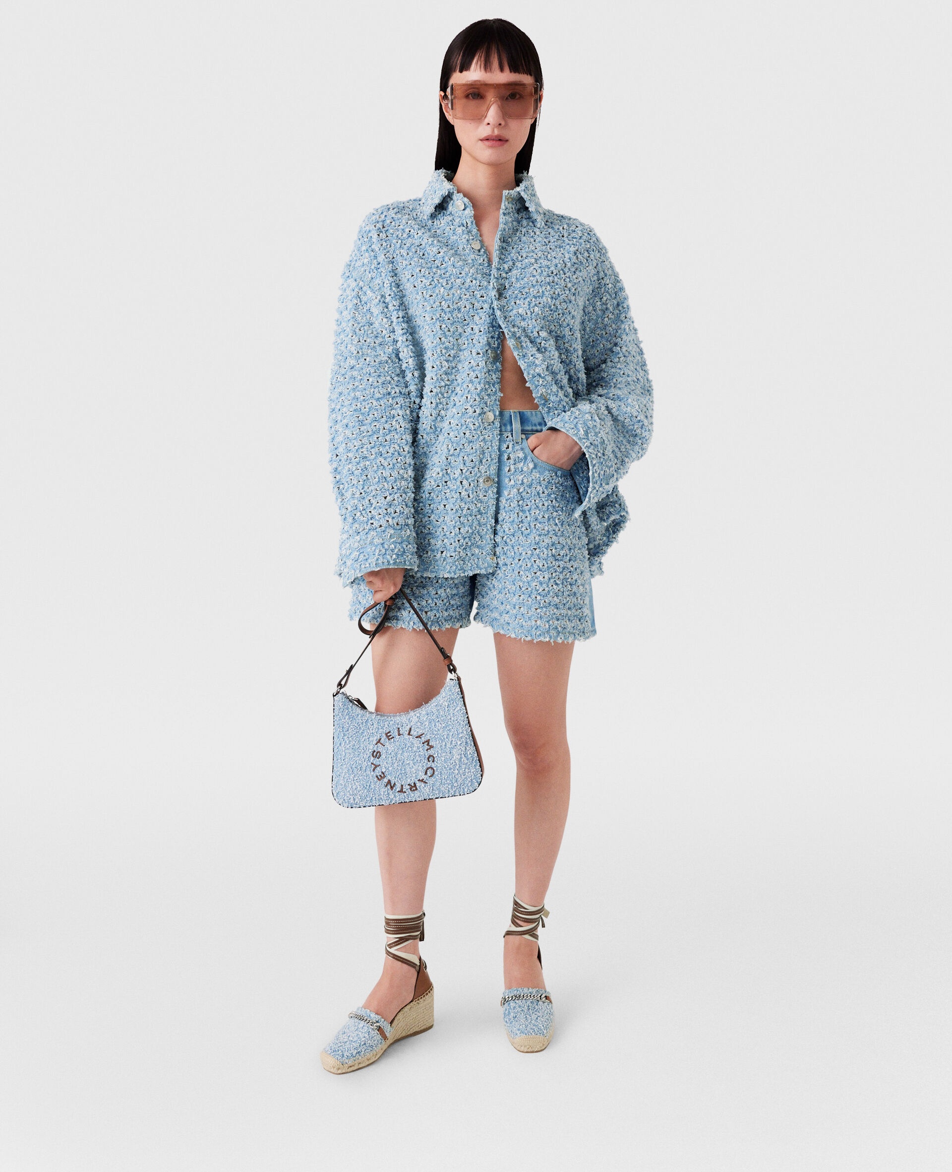 Oversized Denim Bouclé Shirt - 5