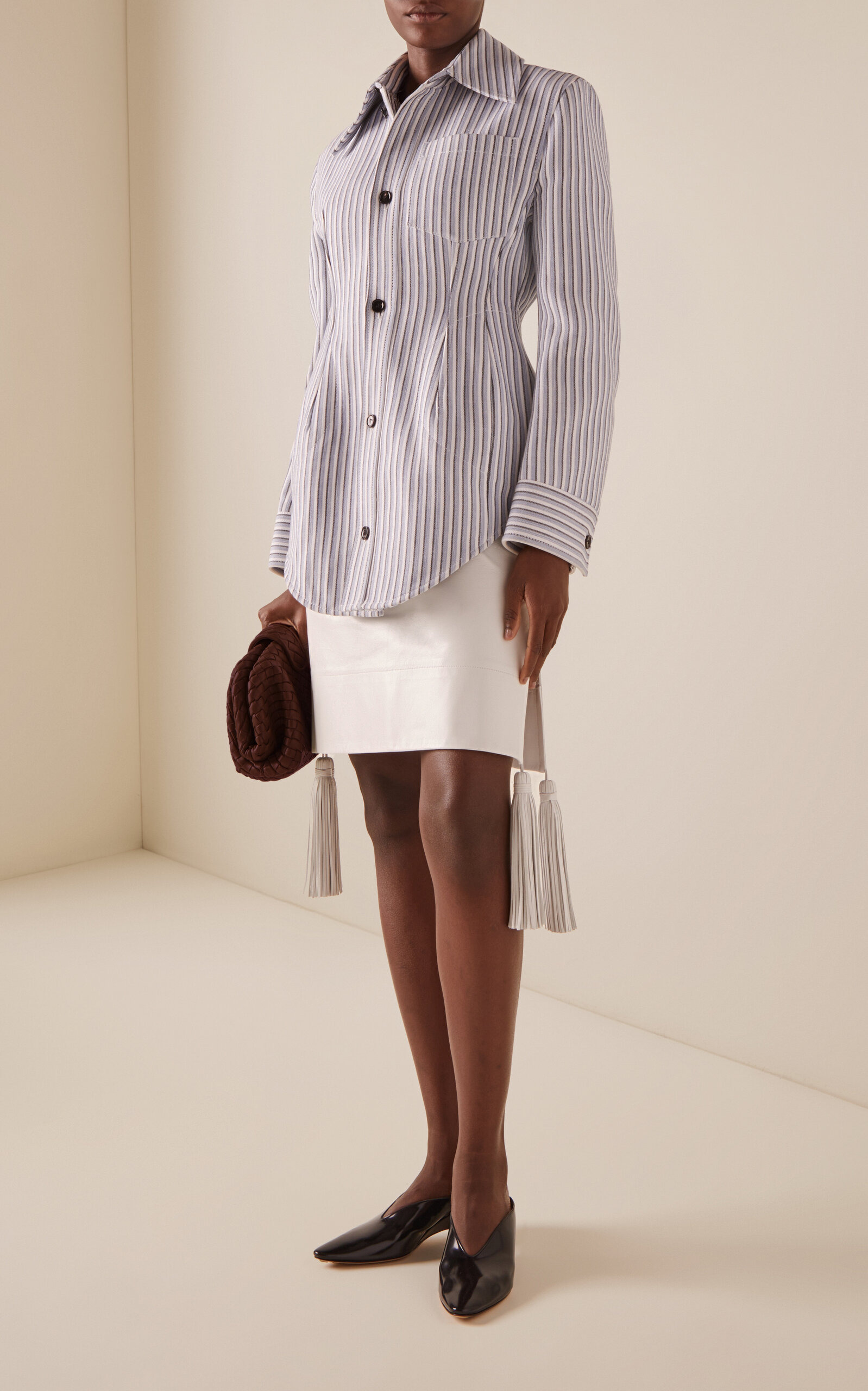 Leather Midi Skirt white - 2