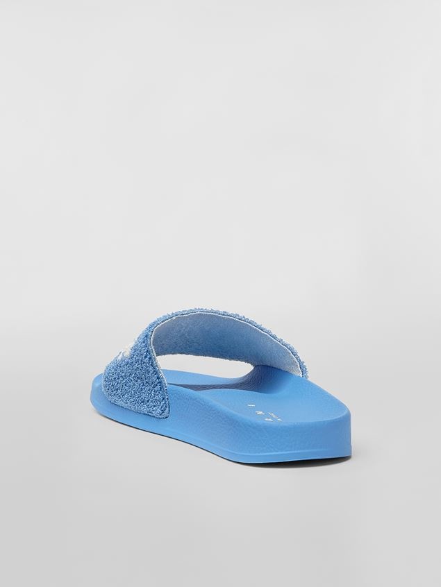 RUBBER SANDAL WITH BLUE AND WHITE TERRY CLOTH UPPER - 3