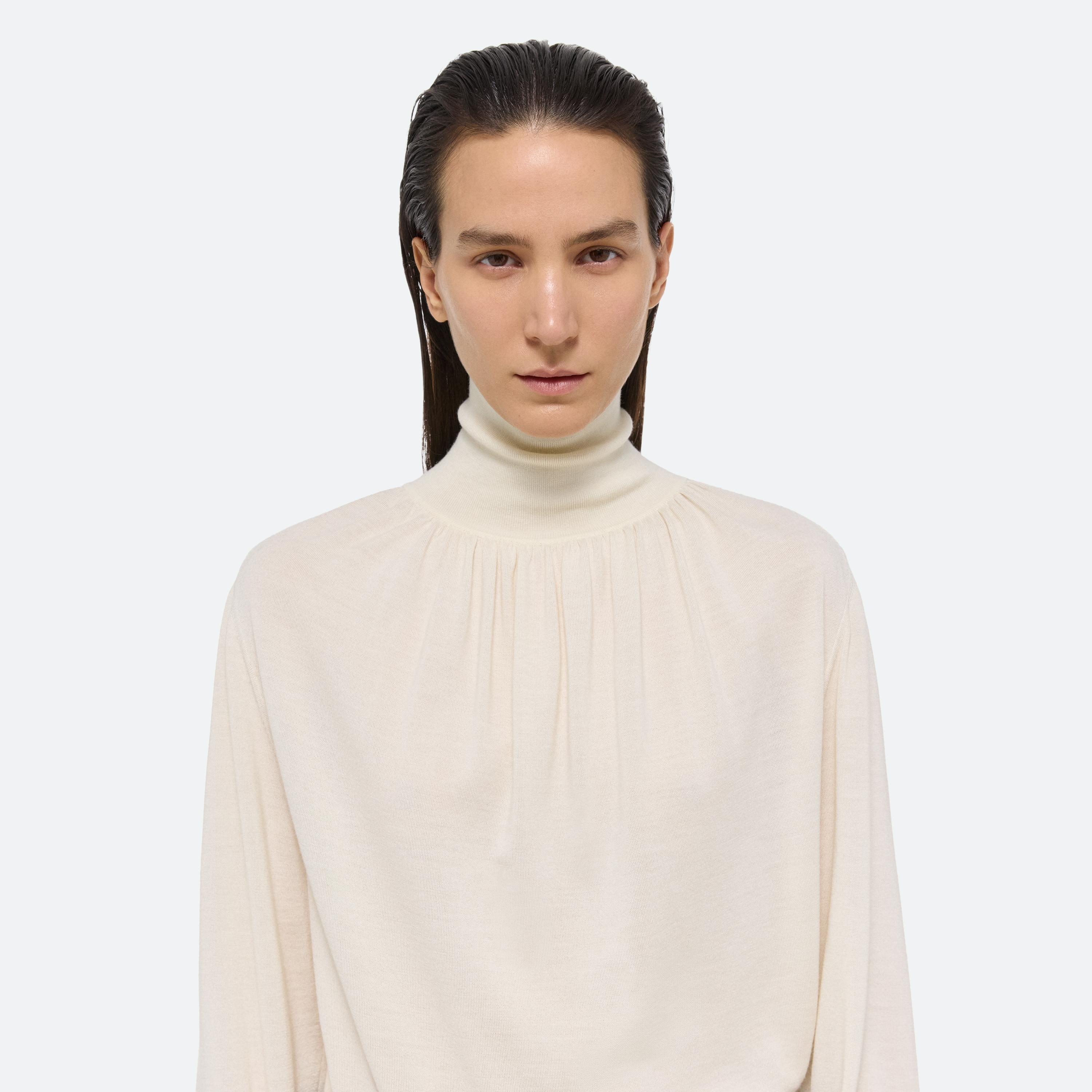 RUCHED WOOL-SILK TURTLENECK - 6