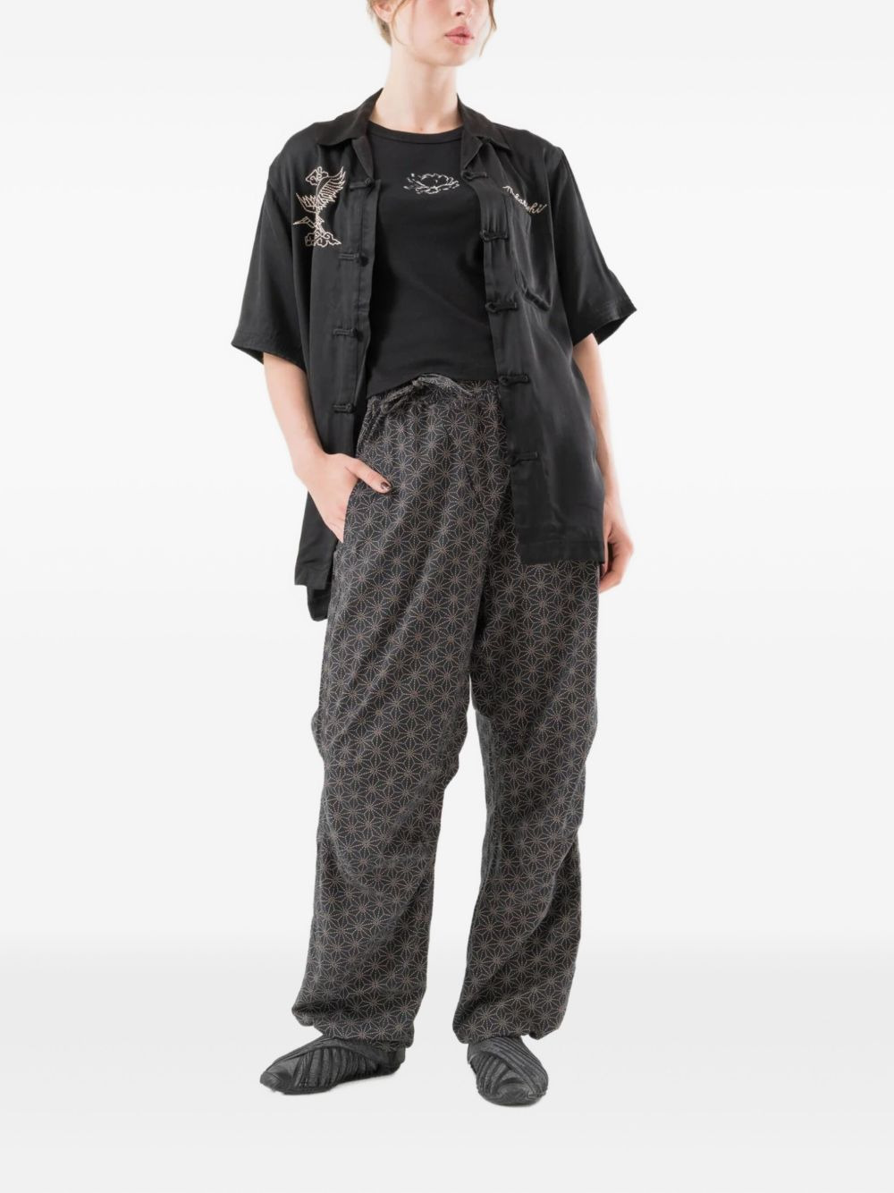 GEOMETRIC-PATTERN TRACK PANTS - 4