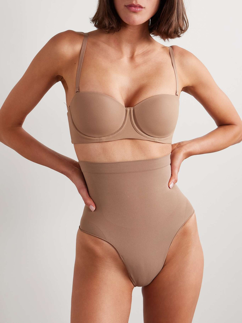 SKIMS Seamless Sculpt High-Waisted Thong - Sienna Light brown outlook