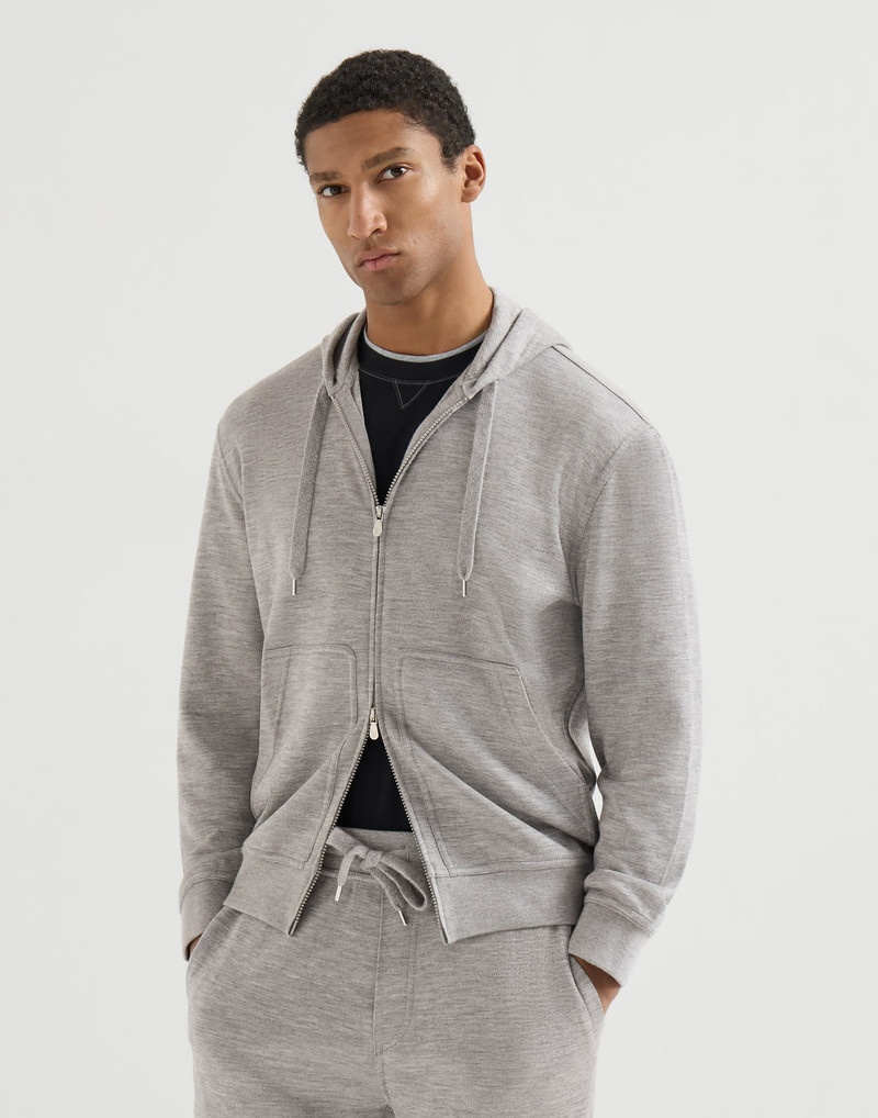 Cashmere and silk French terry hooded sweatshirt with zipper 2