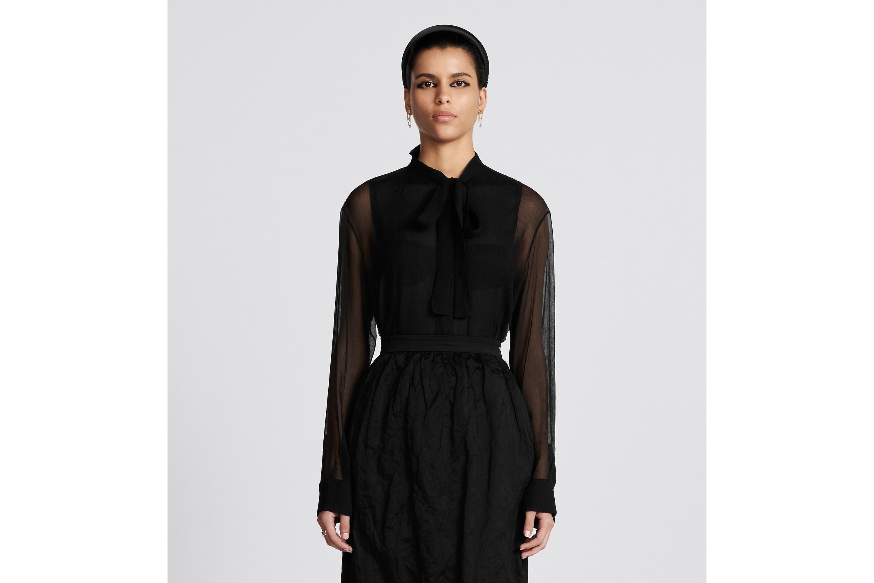 Sheer Blouse with Plastron - 4