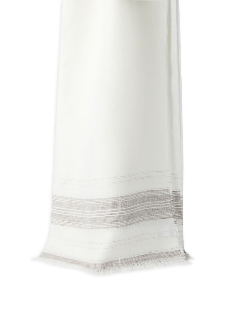 Brunello Cucinelli embroidered-detail striped linen scarf outlook