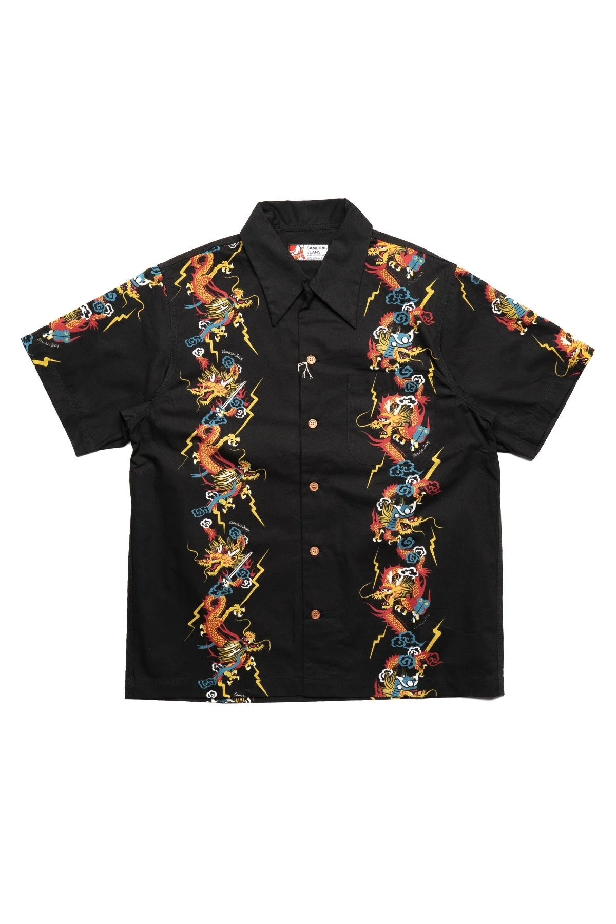 Dragon Motif Hawaiian Shirt - Black - 1