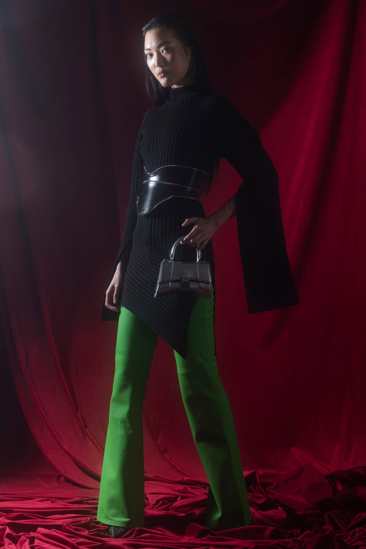 ベルト MCQUEEN Corset belt Alexander Mcqueen women's black leather corset belt with