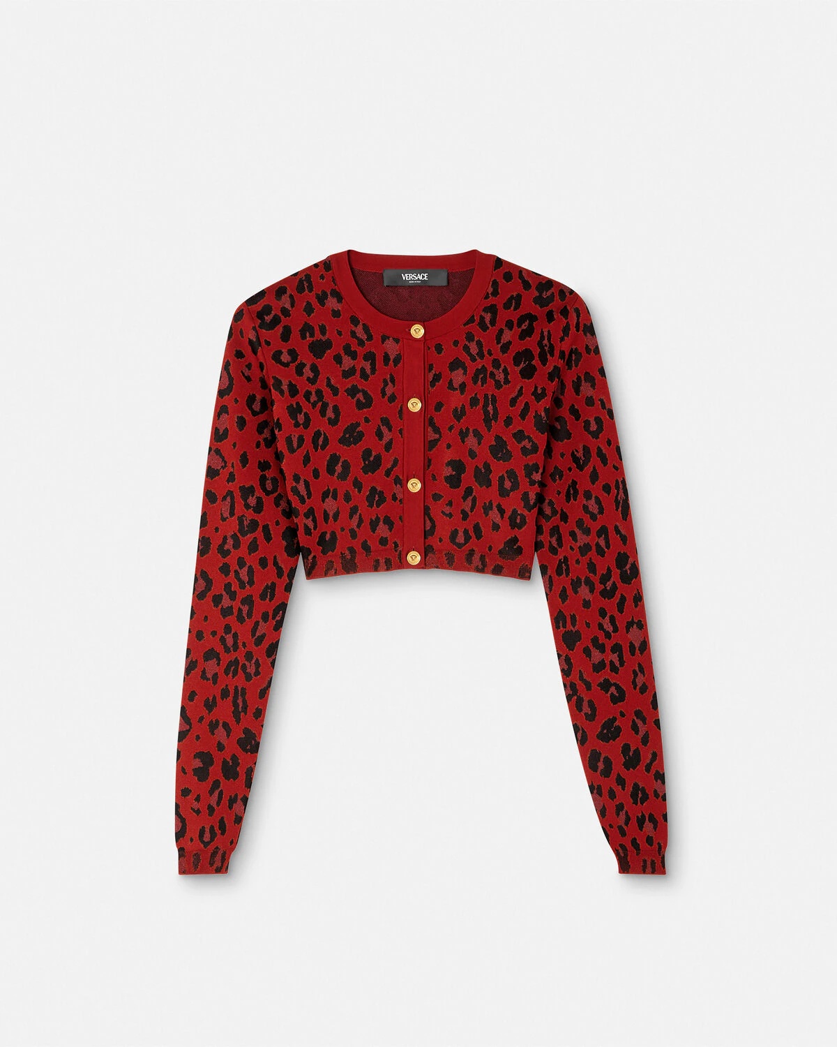 Leopard Lurex Crop Knit Cardigan - 1