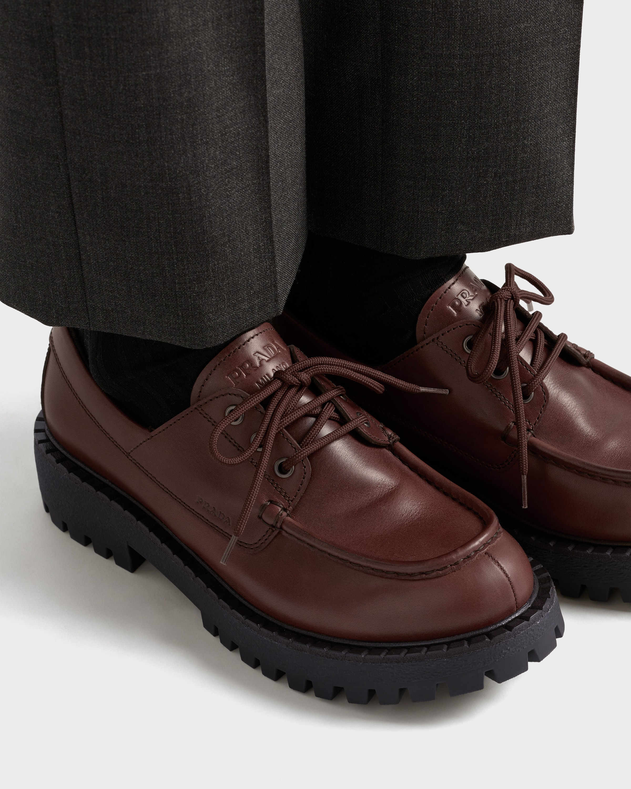 Laced leather loafers - 3