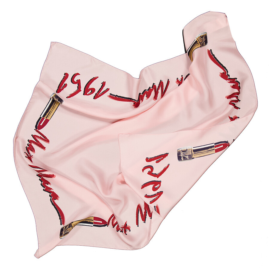 Max Mara Ladies Pink Carre Silk Scarf - 4