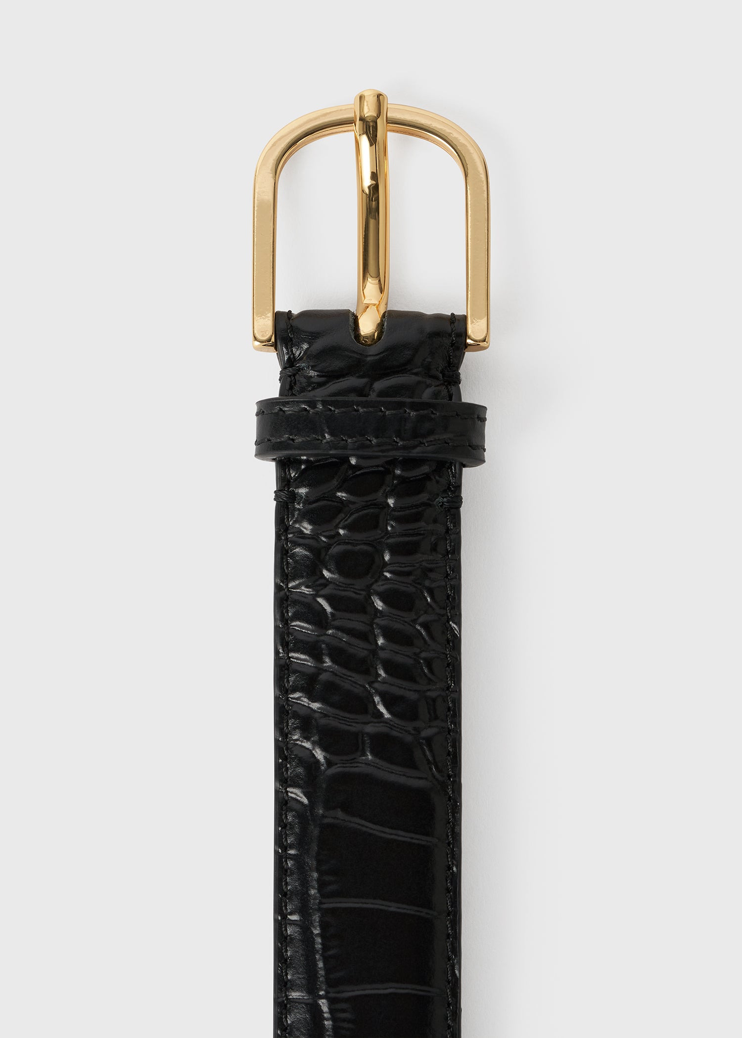 Slim trouser leather belt black croco - 6