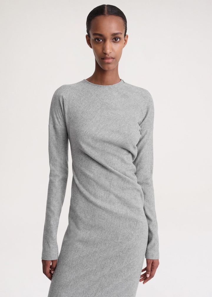 Twisted flannel dress light grey melange - 5