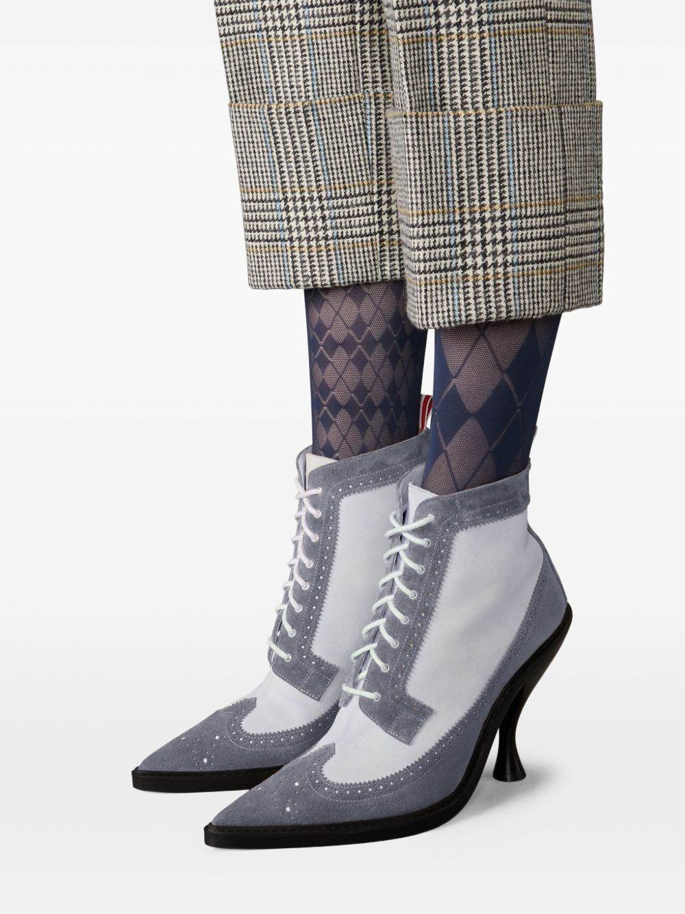 lace-up panelled boots - 5