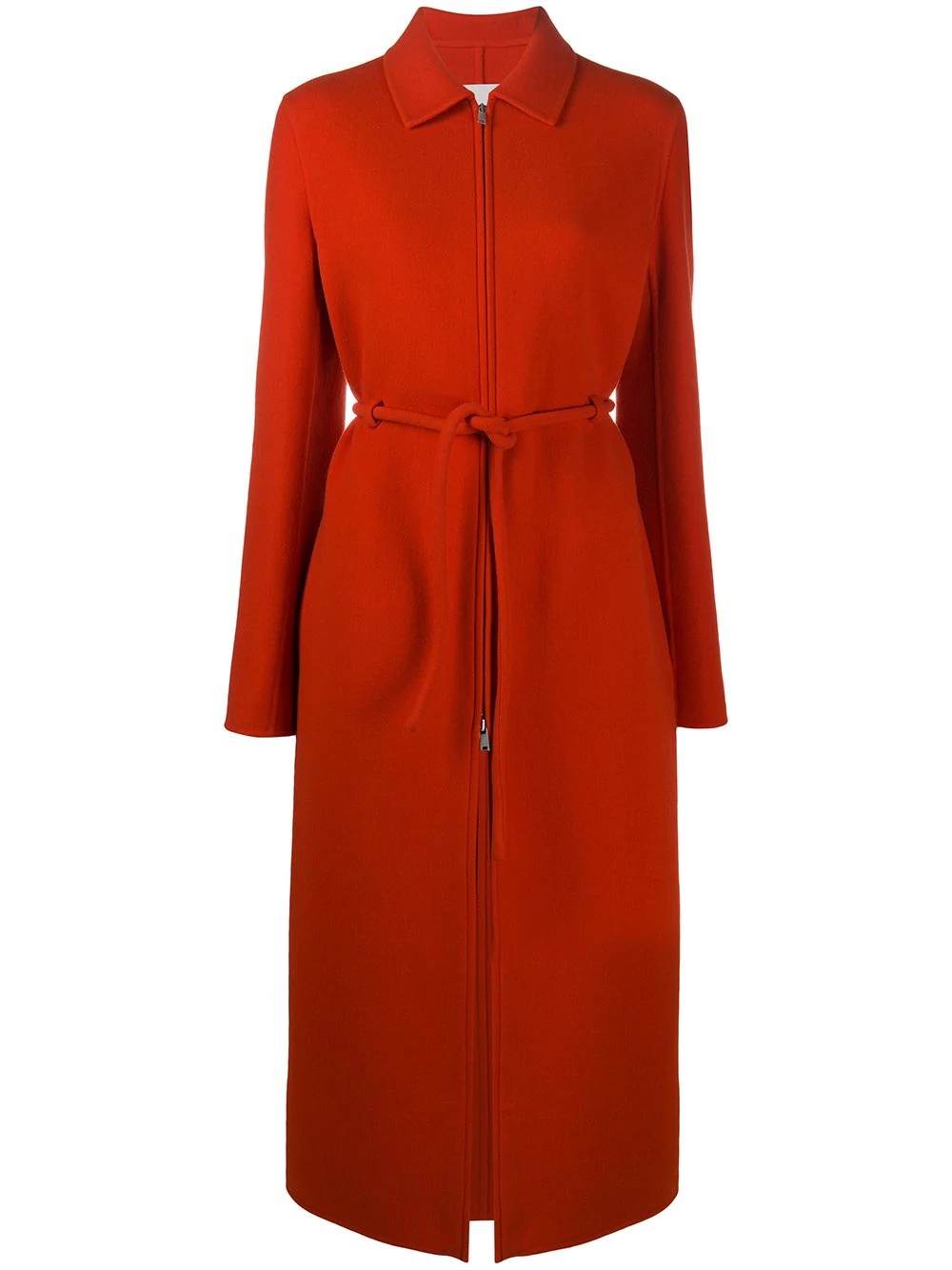 tie-waist longline coat - 1