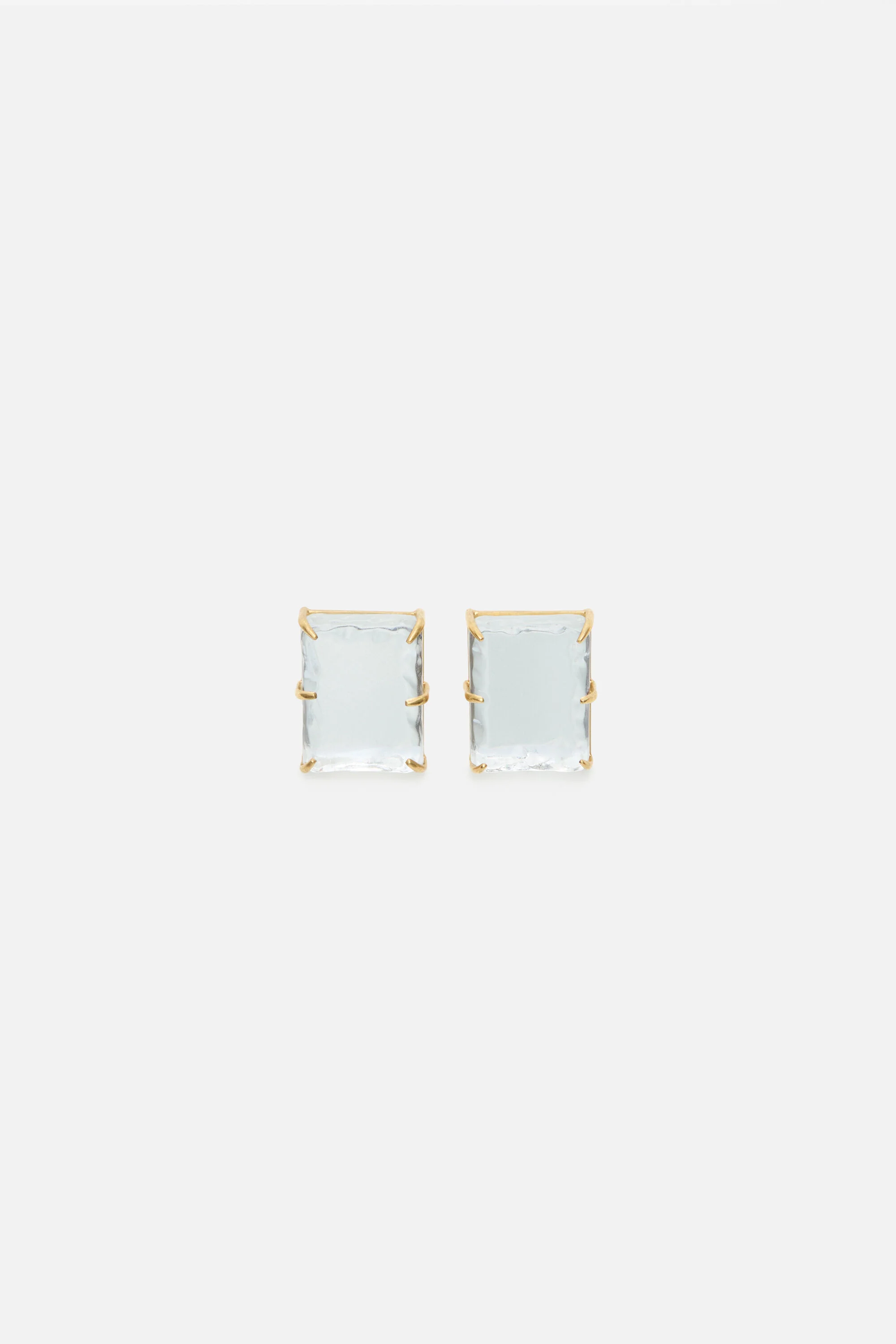 Mirror earrings - Semi matt gold/transparent - 1