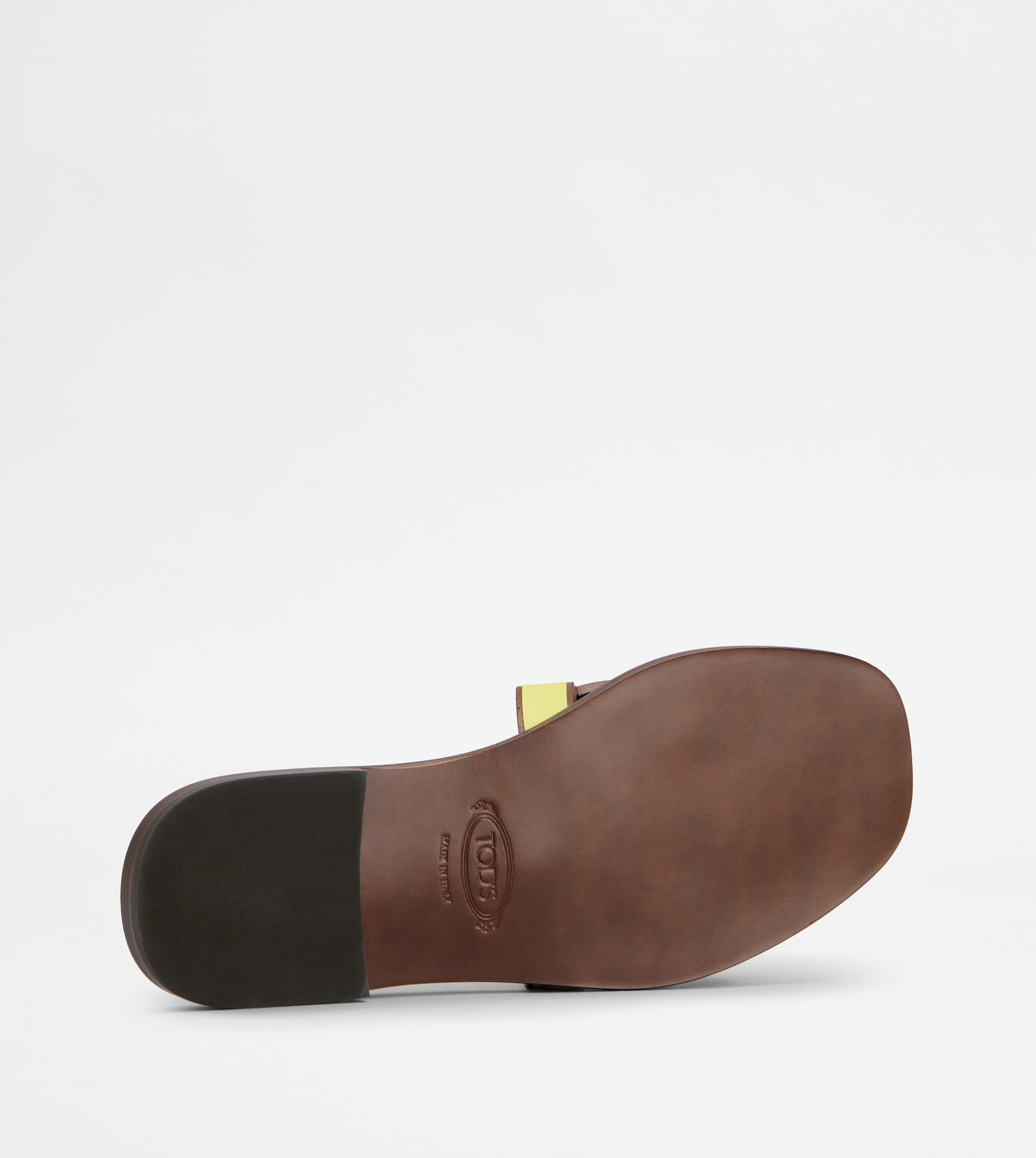 SANDALS IN LEATHER - YELLOW, BROWN - 4