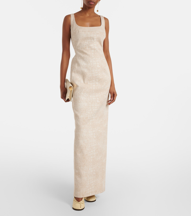 JACQUEMUS De-Nîmes croc-effect cotton maxi dress outlook